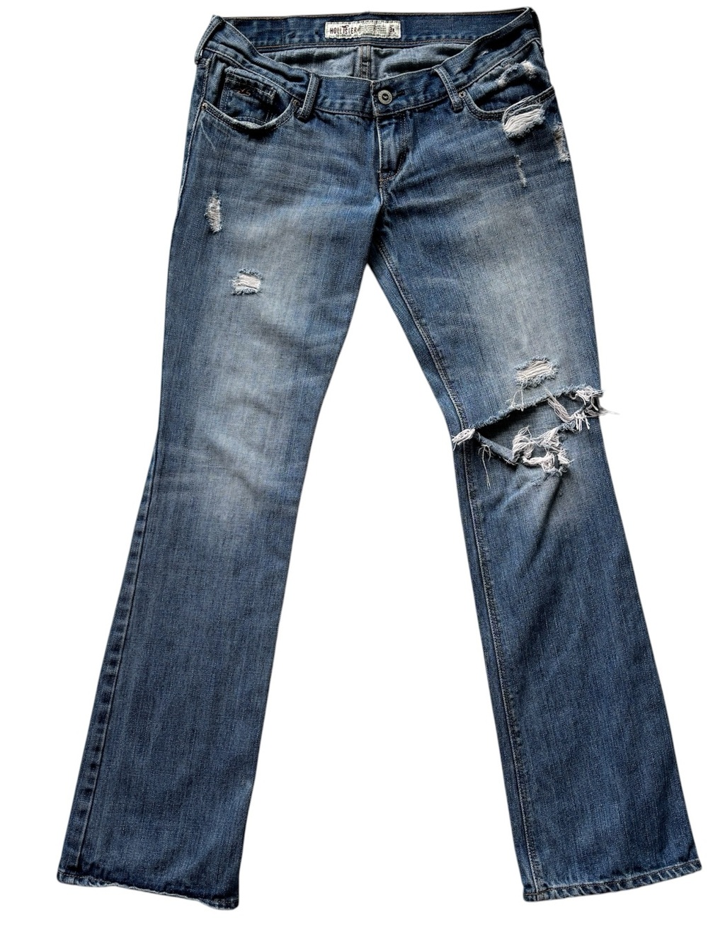Hollister Y2K vintage low rise boot cut jeans 2000s distressed size 3R